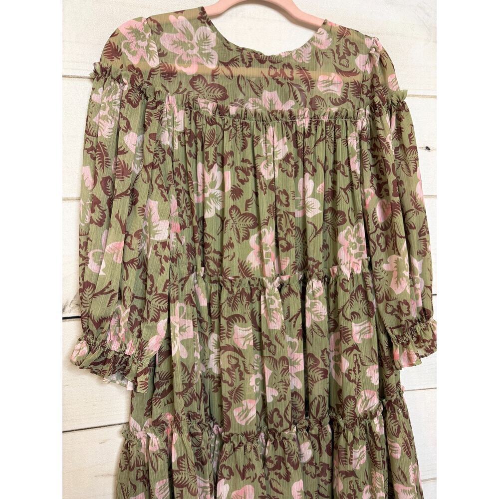 Ted Baker Size 1 Green‎ Tiered Ruffles Dress - Picture 5 of 5